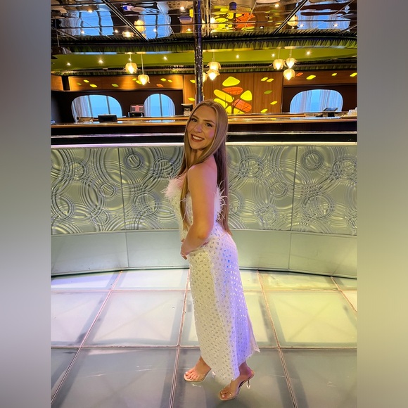 Faux Feather Sequin Midi Dress - Picture 6 of 7